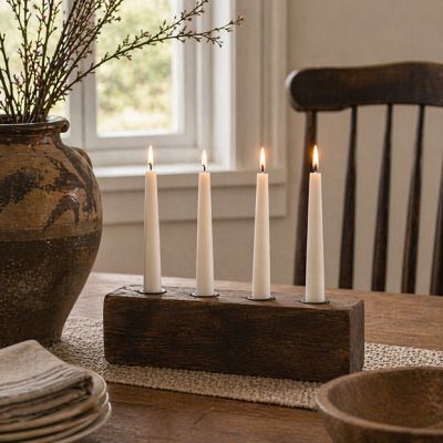 Primitive Wood Block Taper Candle Holder