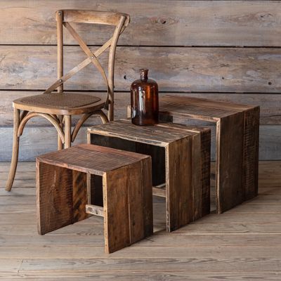 Primitive Wood Nesting Tables Set of 3