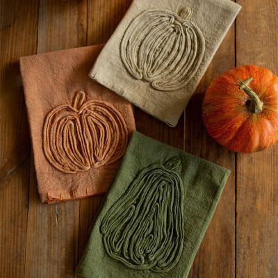 Pumpkin Patch Embroidered Tea Towel Set of 3