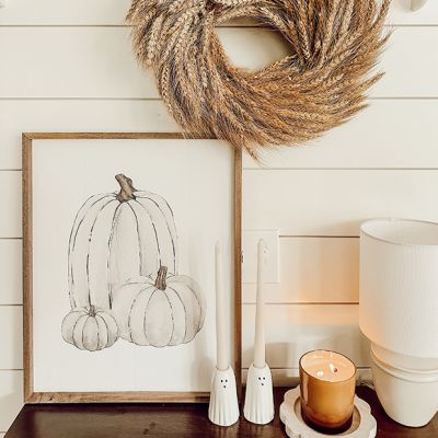 Pumpkin Trio White Wall Art