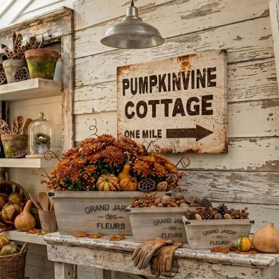 Pumpkin Vine Cottage Canvas Wall Art