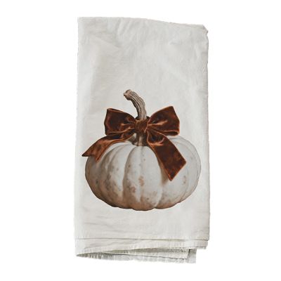 Pumpkin With Velvet Bow Kitchen Towel