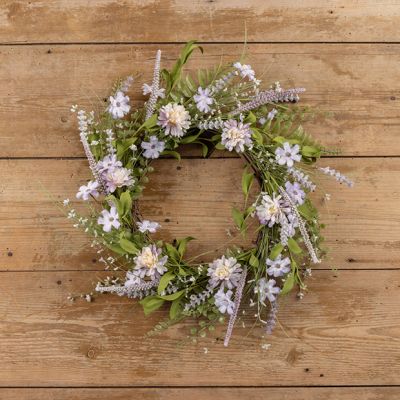 Purple Faux Wildflowers Wreath