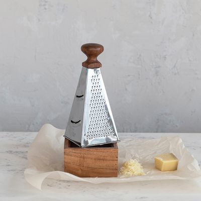 Pyramid Cheese Grater With Acacia Wood Base