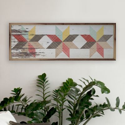 Quilt Pattern Red Blue Yellow Framed Wall Art
