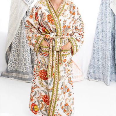 Quilted Floral Block Print Robe