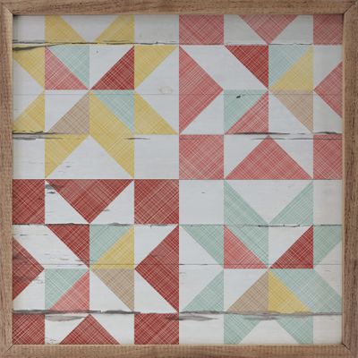 Quilted Red Yellow Blue Framed Wall Art