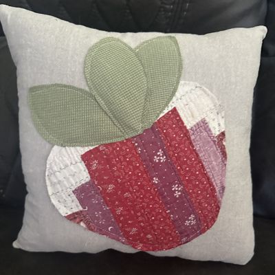 Quilted Strawberry Throw Pillow