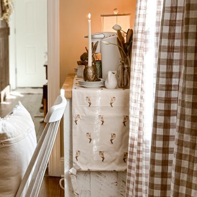 Rabbit and Gingham Check Table Runner