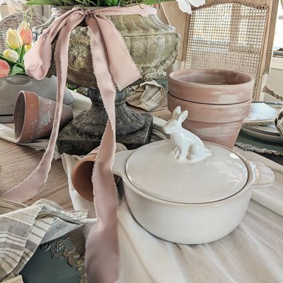 Rabbit Finial Stoneware Baking Dish