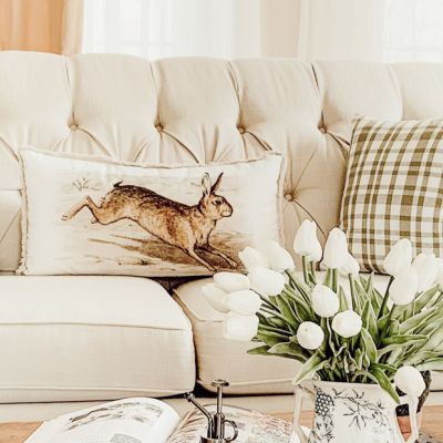Rabbit Lumbar Pillow With Fringe