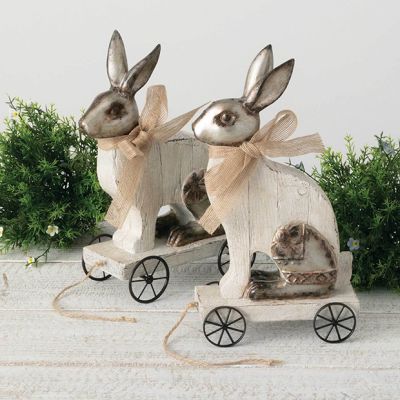 Rabbit On Wagon Set of 2