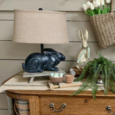 Rabbit Table Lamp With Burlap Shade