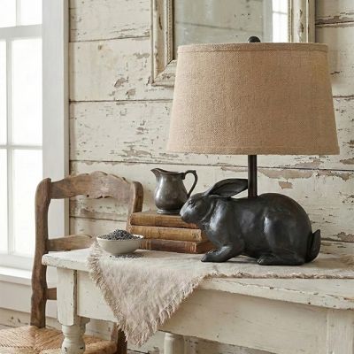 Rabbit Table Lamp With Burlap Shade
