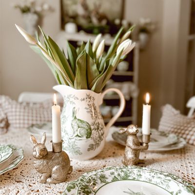 Rabbit Taper Candle Holder Set of 2