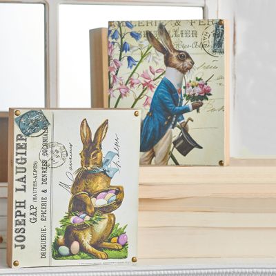 Dapper Rabbit Wood Block Decor