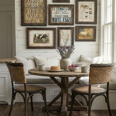 Rattan Back Farmhouse Dining Chair