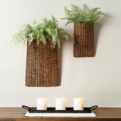 Rattan Basket Wall Pocket Set of 2