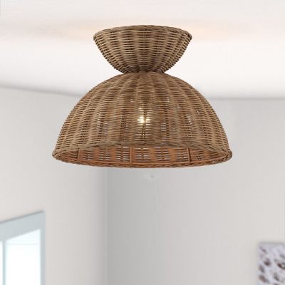 Rattan Canopy Flush Mount Ceiling Light