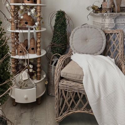Rattan Lattice Accent Chair With Cushion
