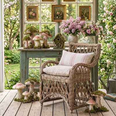 Rattan Lattice Accent Chair With Cushion