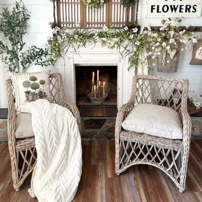 Rattan Lattice Accent Chair With Cushion