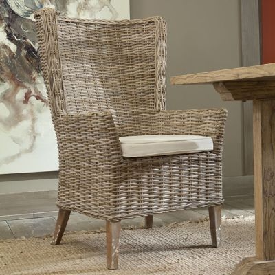 Rattan Wingback Chair With Cushion