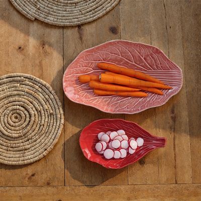 Reactive Glaze Cabbage Shaped Stoneware Plates Set of 2