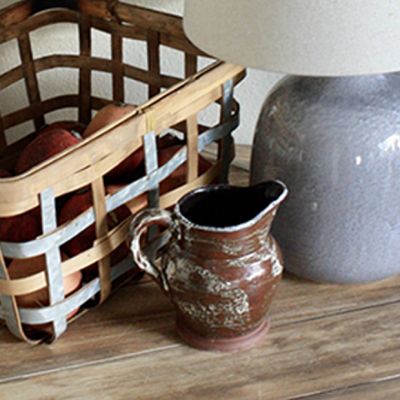 Reactive Glaze Distressed Stoneware Pitcher Vase 5.5 Inch