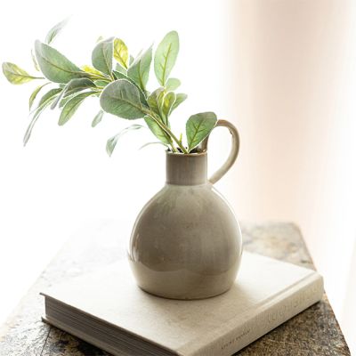 Reactive Glaze Handled Porcelain Pitcher Vase