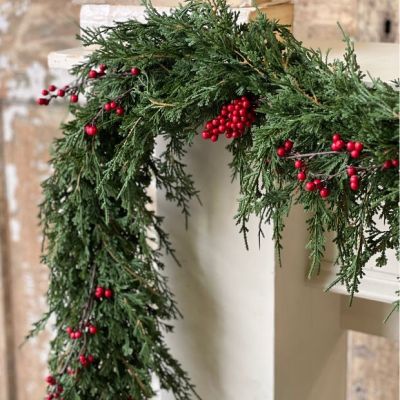 Real Touch Draping Cedar Garland with Berries