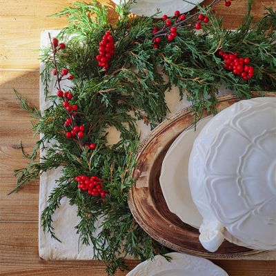 Real Touch Draping Cedar Garland with Berries