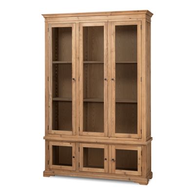 Reclaimed Pine Glass Panel Bookcase