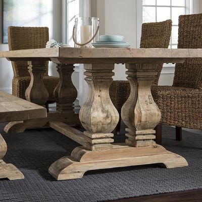 Reclaimed Pine Trestle Base Dining Table