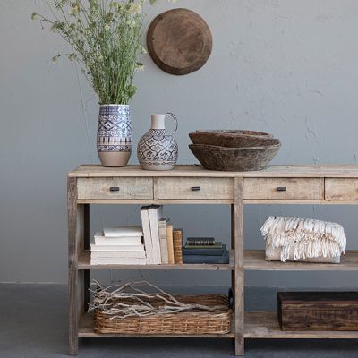 Reclaimed Wood 4 Drawer Sectioned Console