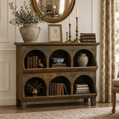 Reclaimed Wood Arched Cubby Cabinet