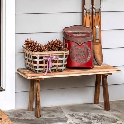 Reclaimed Wood Bench Accent Tables Set of 2