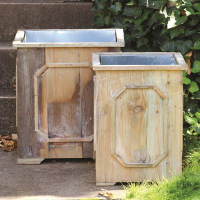 Reclaimed Wood Medallion Planter Box Set of 2