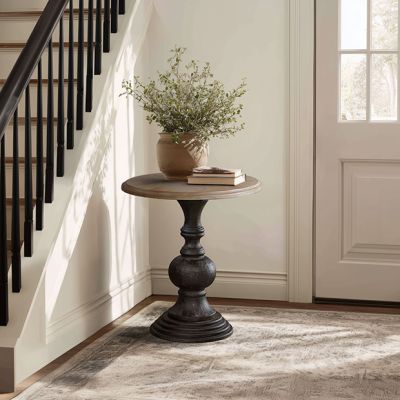 Reclaimed Wood Round Accent Table