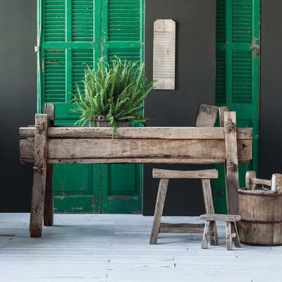Reconstructed Decorative Wooden Water Trough