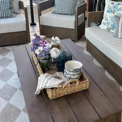 Rectangle Wicker Tray With Handles
