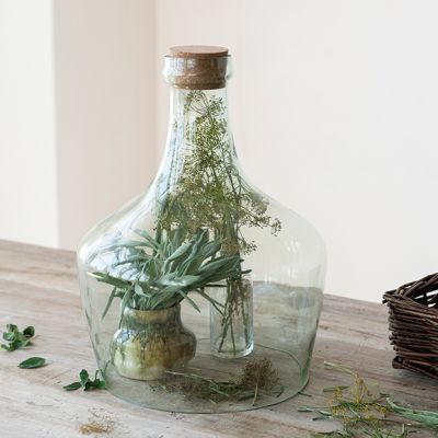 Recycled Glass Cloche with Cork Stopper