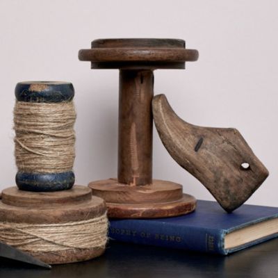 Recycled Wood Decorative Spool Set of 2
