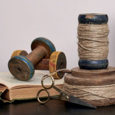 Recycled Wood Small Decorative Spool Set of 6