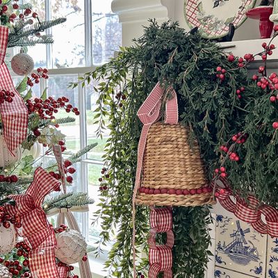 Red Bead Accented Christmas Bell Set of 2