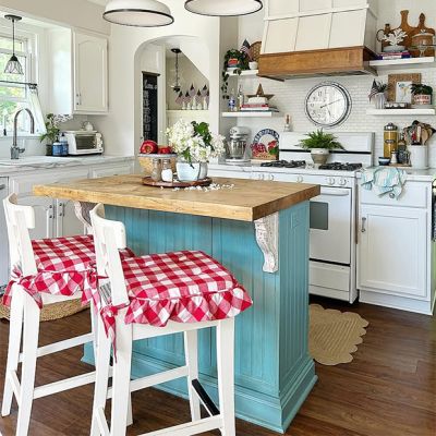 Red Buffalo Check Ruffled Chair Cushion