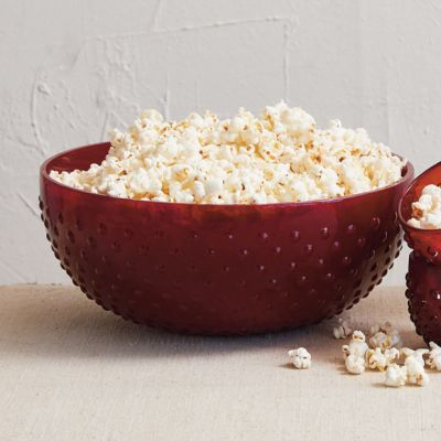 Red Hobnail Serving  Bowl