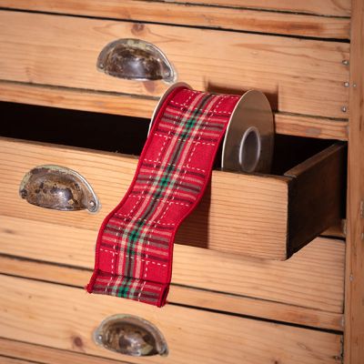 Red Tartan Plaid Ribbon Roll Set of 3