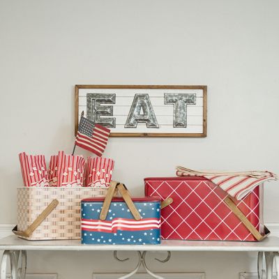 Red White and Blue Picnic Basket Set of 3