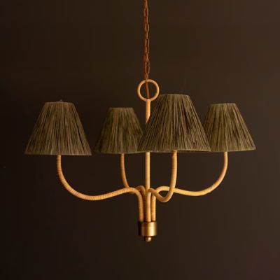Refined Rattan and Raffia 4 Light Chandelier